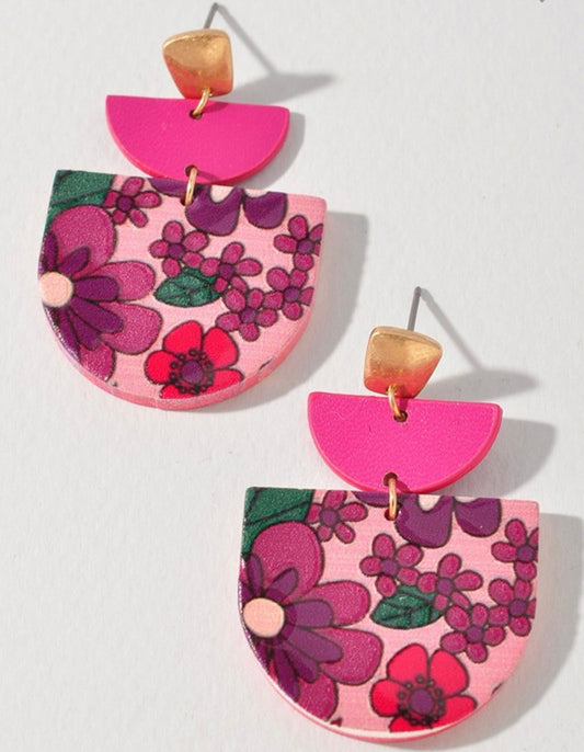 Pink Floral Earrings