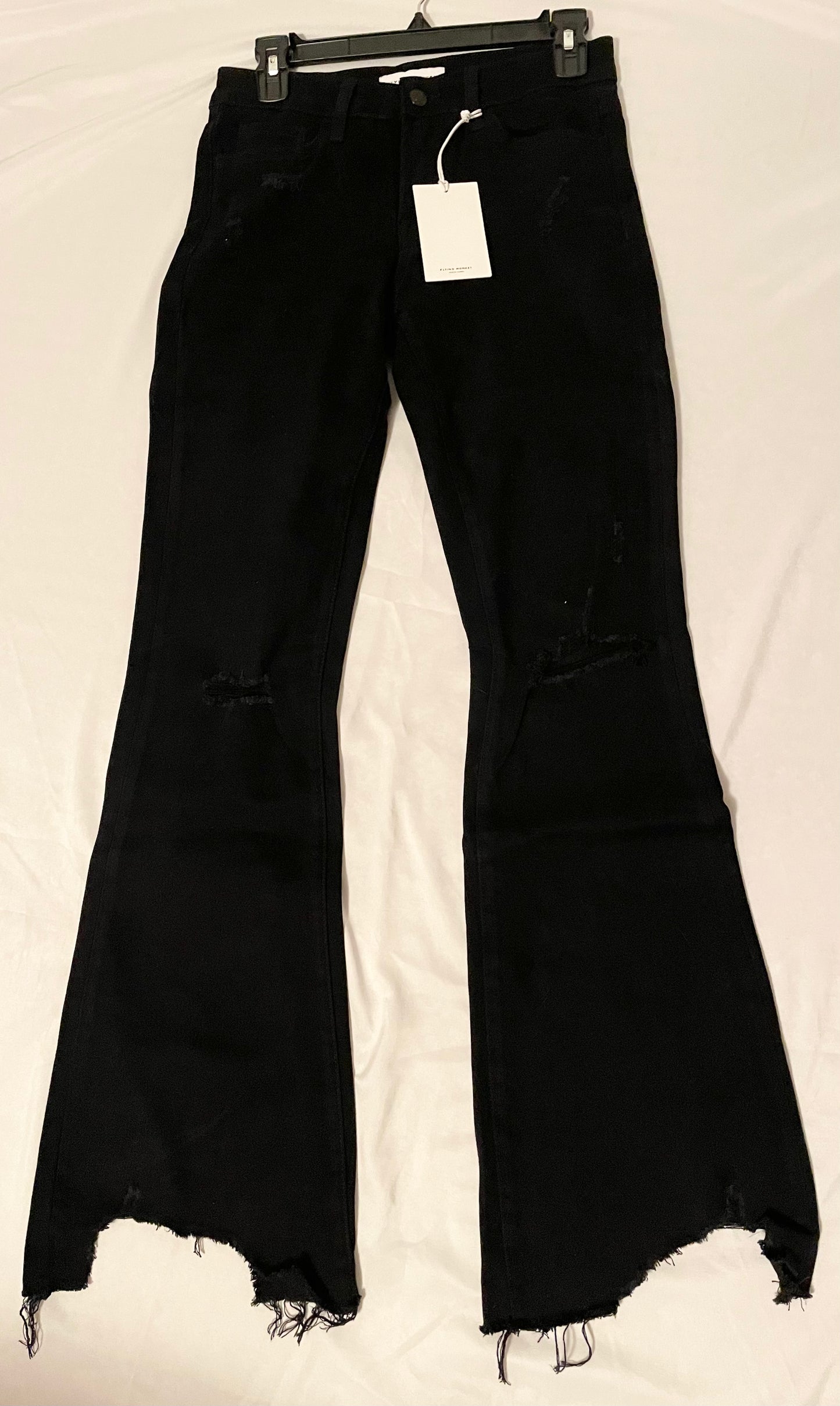 Distressed Black Flare Jeans